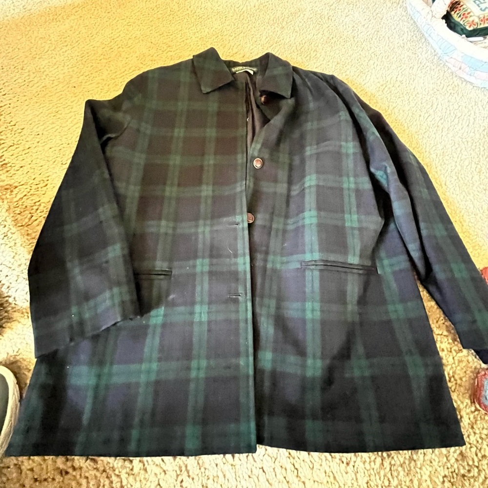 Black watch plaid Harve Bernard hip length jacket size m-l